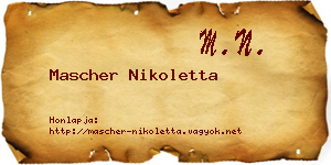 Mascher Nikoletta névjegykártya